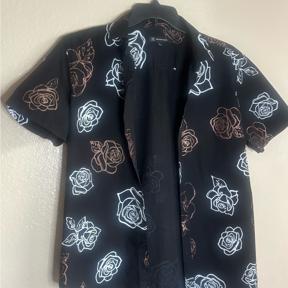 Floral Black Short Sleeve Shirt
